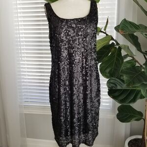 Lela rose black sequin cocktail dress MADE IN USA size 12